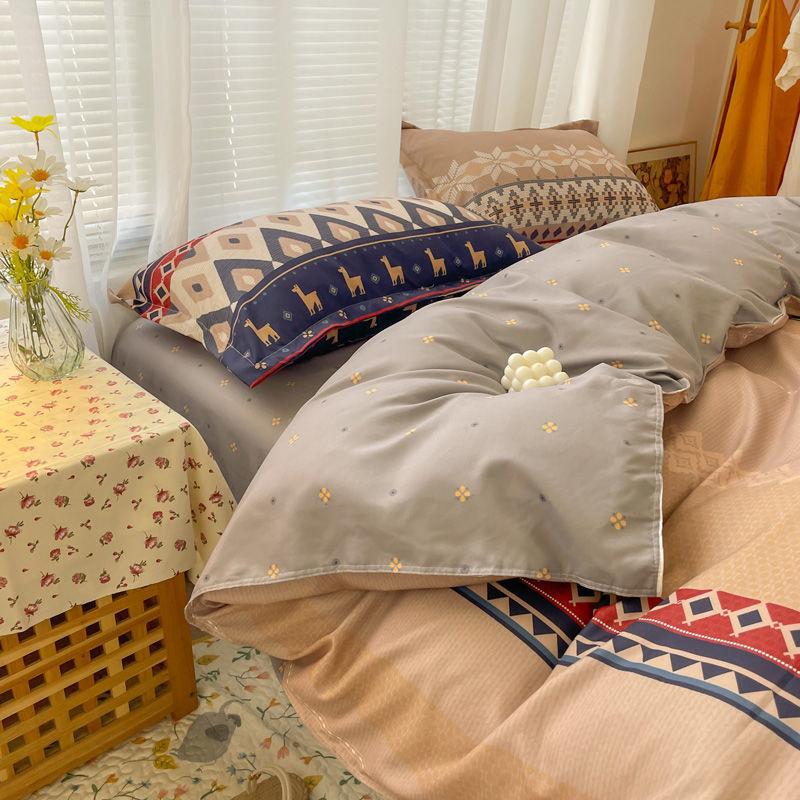 Утолщенное хлопковое постельное белье из четырех частей. Хлопковое одинарное и двойное пододеяльник из четырех частей. Общежитие из трех частей. Queen